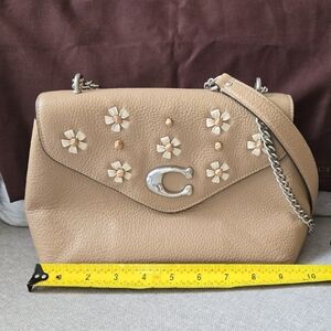 Coach Beige Floral Embellished Shoulder/crossbody Bag